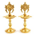 BRASS SHANK CHAKRA LAMP HEIGHT 9 INCHES