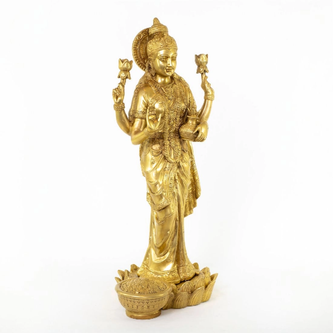 BRASS GODDESS LAKSHMI IDOL HEIGHT 24 INCHES - Image 2