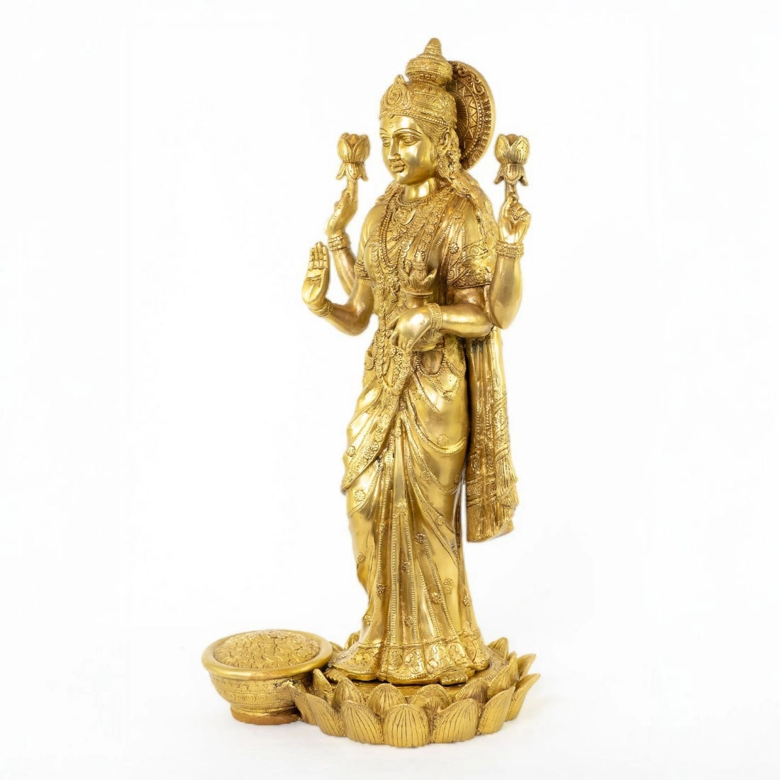 BRASS GODDESS LAKSHMI IDOL HEIGHT 24 INCHES - Image 4