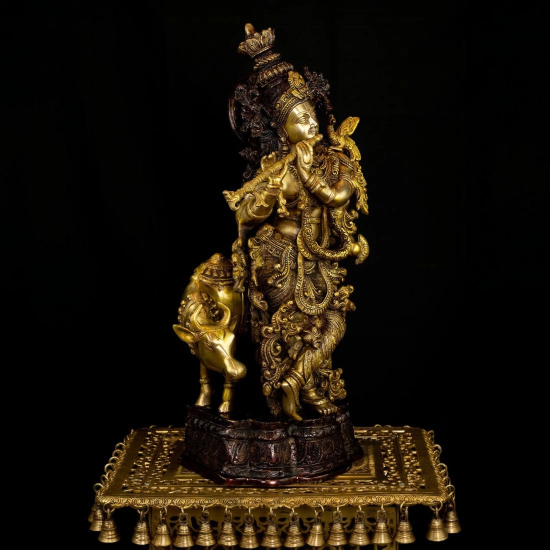 BRASS KRISHNA WITH COW IDOL HEIGHT 26 INCHES - Image 2