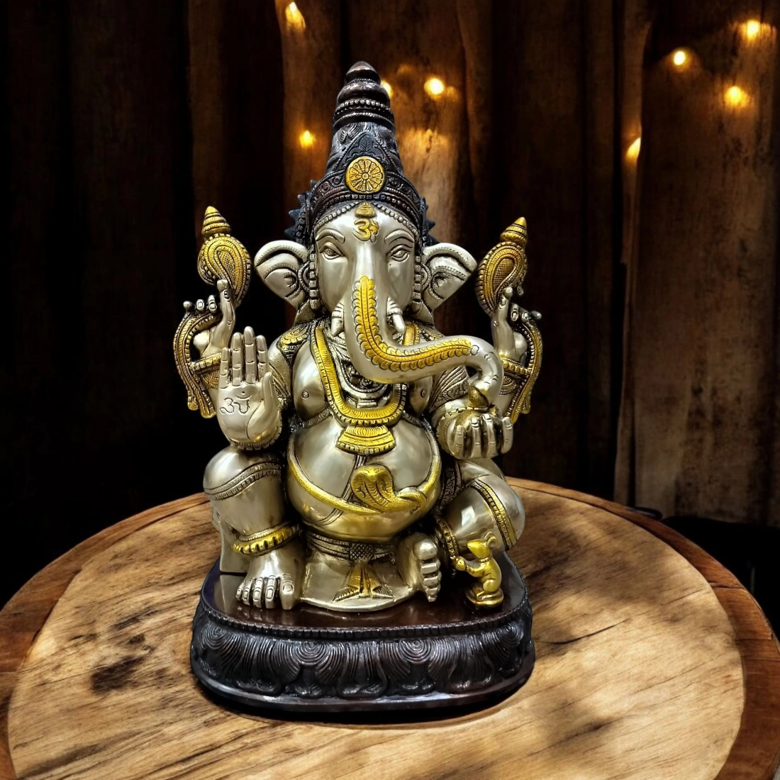 Ganesha Brass Statue, Brass Ganesha Statue Large, Ganesh Brass Idol, Entrance Home Decor, 20" inches Ganapati Murti Indian Housewarming Gift
