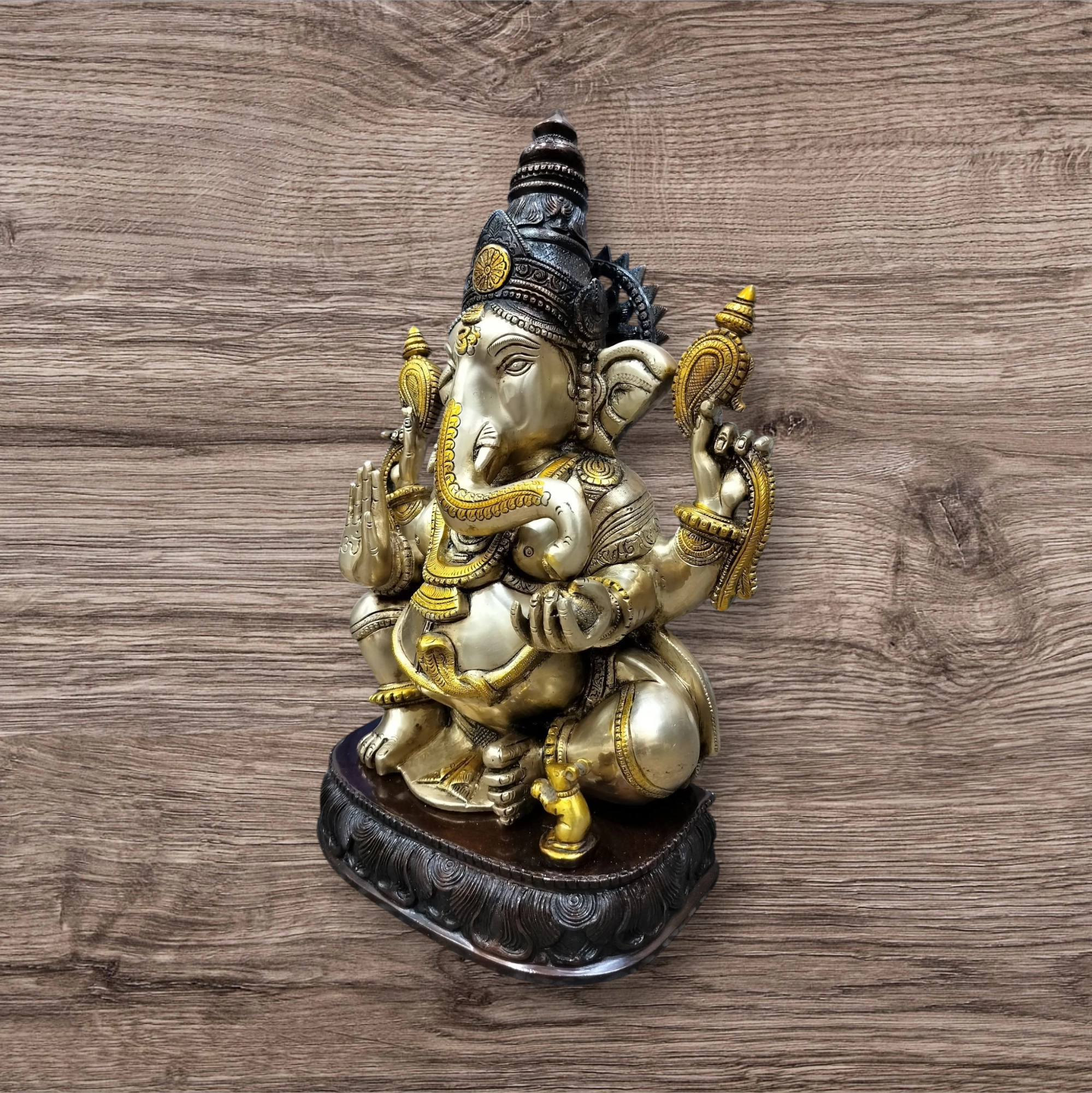 Ganesha Brass Statue, Brass Ganesha Statue Large, Ganesh Brass Idol, Entrance Home Decor, 20" inches Ganapati Murti Indian Housewarming Gift - Image 4