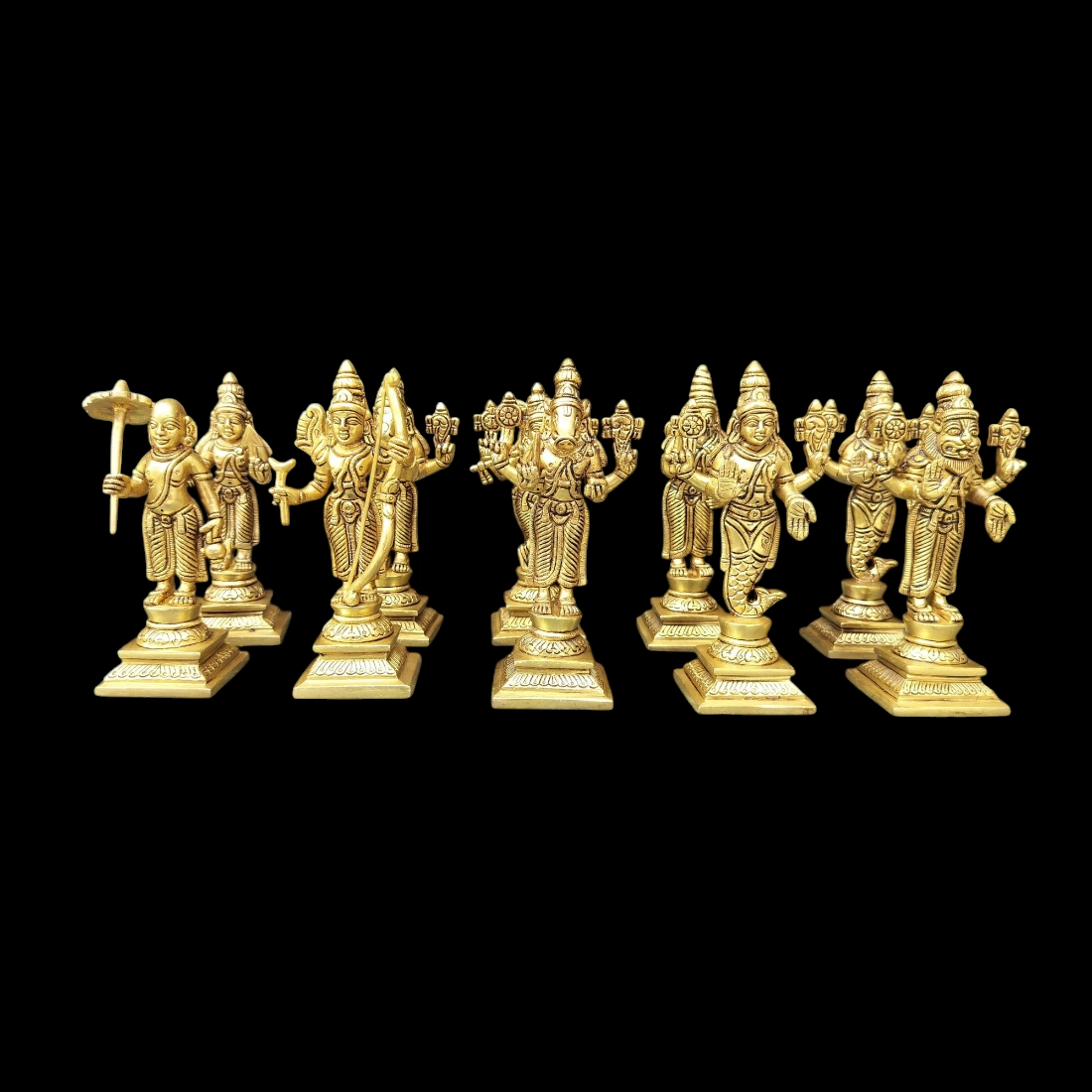 6 INCH (10 pieces set) brass Dashavatar of lord Vishnu, dashavatar Brass Statue , Home Decor Gift, Indian Brass Art, Brass God Vishnu Idols - Image 2
