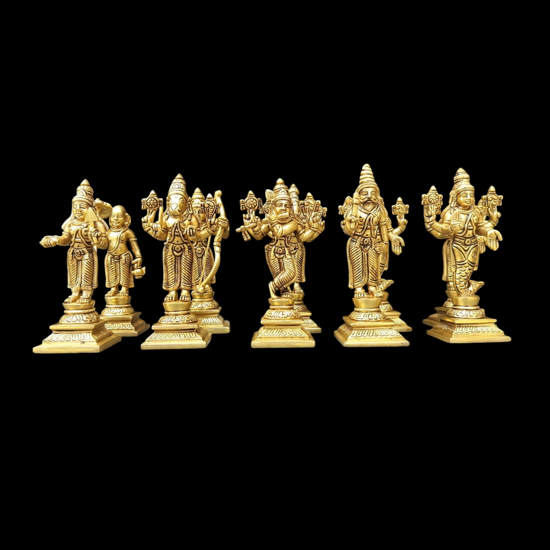 6 INCH (10 pieces set) brass Dashavatar of lord Vishnu, dashavatar Brass Statue , Home Decor Gift, Indian Brass Art, Brass God Vishnu Idols