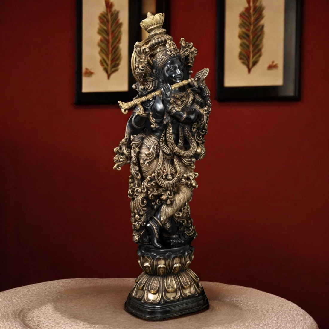 BRASS KRISHNA IDOL HEIGHT 29 INCHES - Image 2
