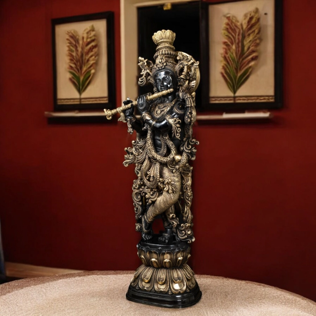 BRASS KRISHNA IDOL HEIGHT 29 INCHES - Image 3