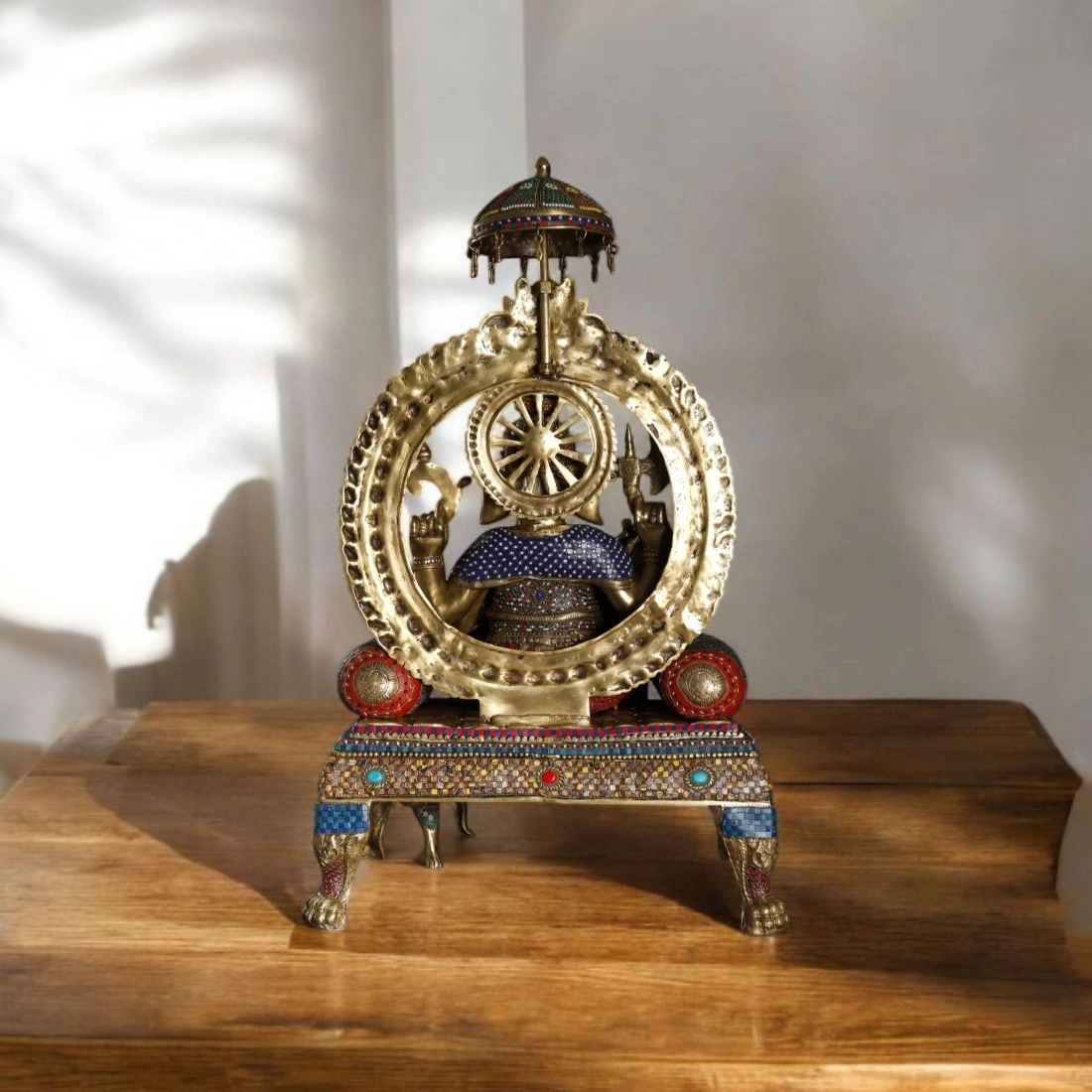 46" inches Raja Ganesha Brass Statue, Brass Ganesha Statue Large, Ganesh Brass Idol, Entrance Home Decor, Ganapati Murti Indian Housewarming Gift - Image 4