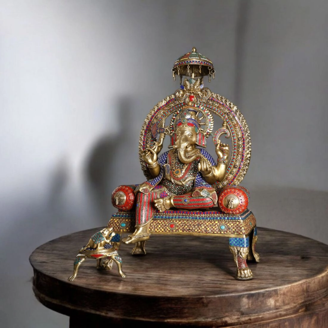 46" inches Raja Ganesha Brass Statue, Brass Ganesha Statue Large, Ganesh Brass Idol, Entrance Home Decor, Ganapati Murti Indian Housewarming Gift - Image 3