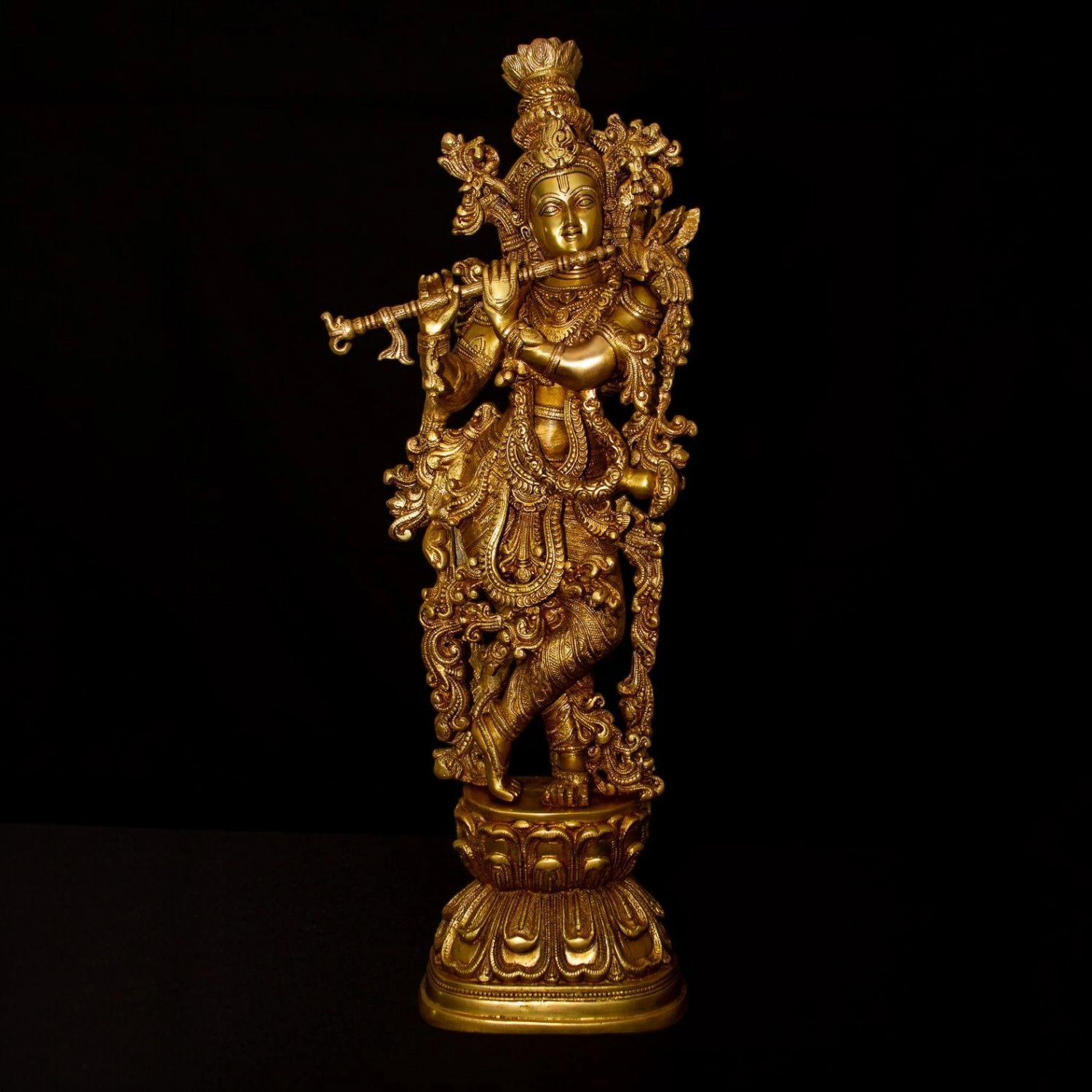 BRASS KRISHNA IDOL HEIGHT 29 INCHES