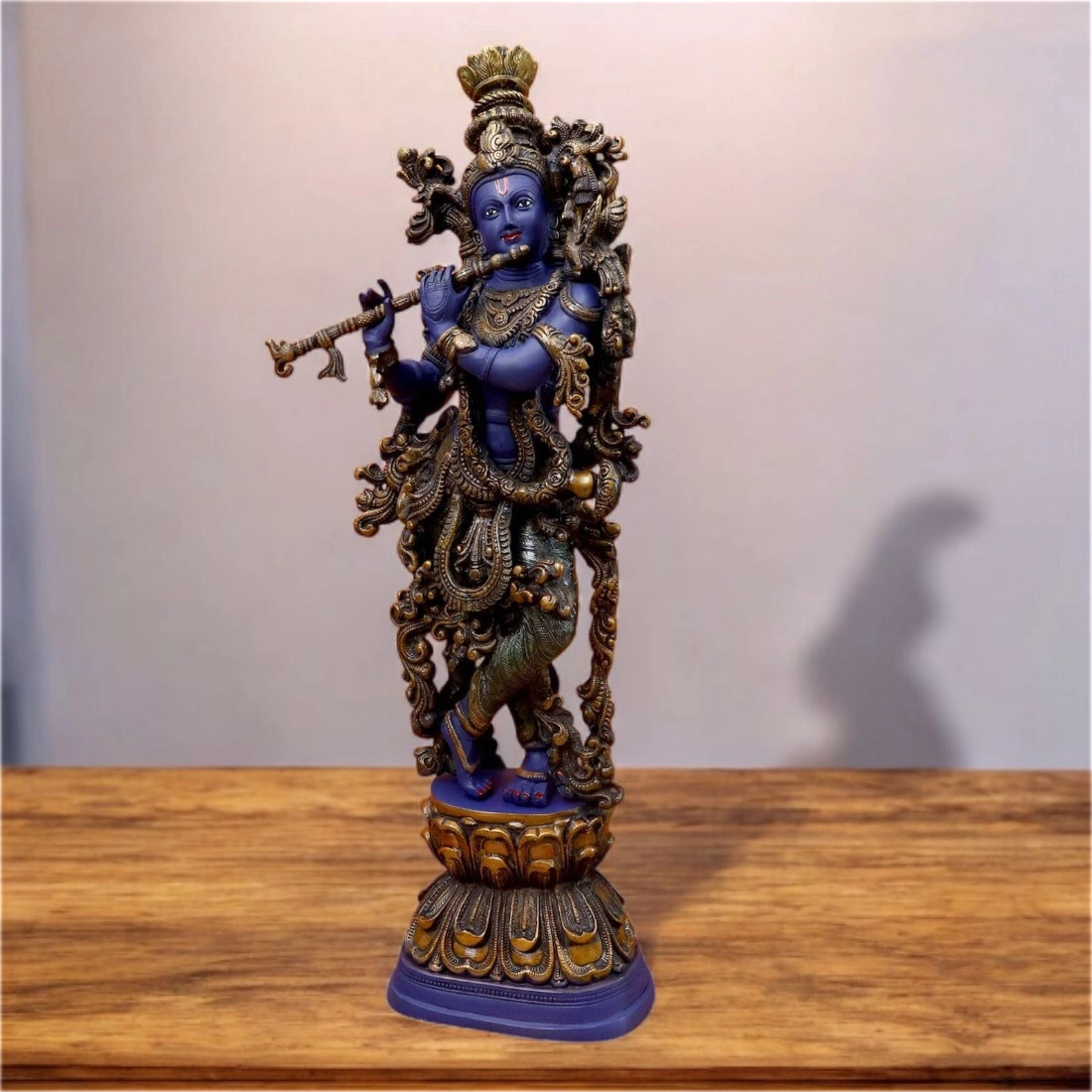 BRASS KRISHNA IDOL HEIGHT 29 INCHES - Image 4