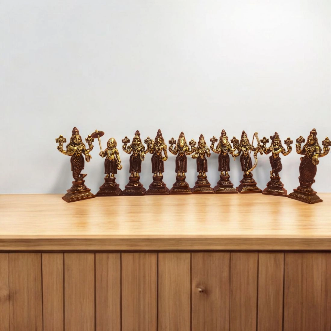 6 INCH (10 pieces set) brass Dashavatar of lord Vishnu, dashavatar Brass Statue , Home Decor Gift, Indian Brass Art, Brass God Vishnu Idols - Image 2