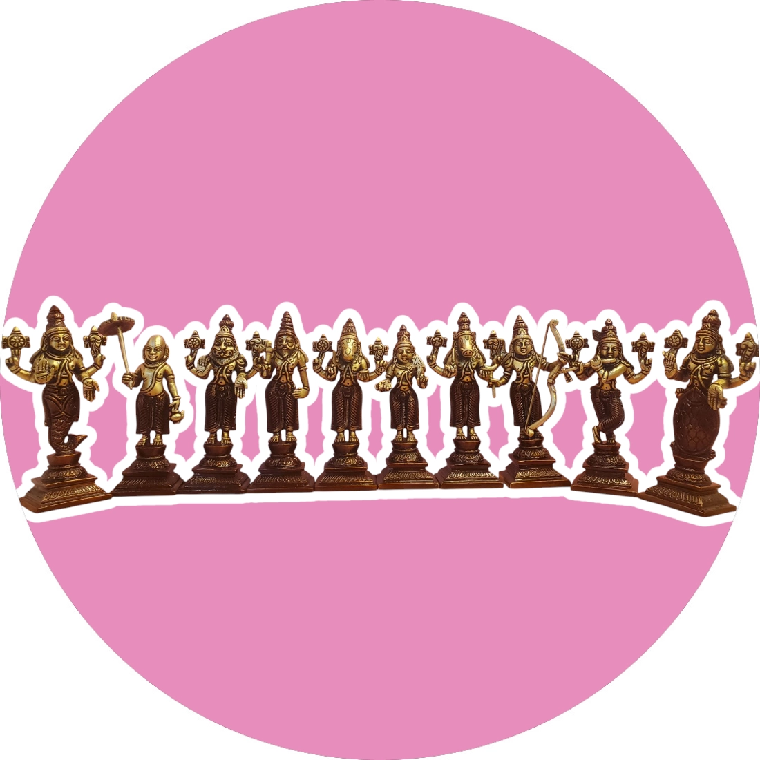 6 INCH (10 pieces set) brass Dashavatar of lord Vishnu, dashavatar Brass Statue , Home Decor Gift, Indian Brass Art, Brass God Vishnu Idols - Image 3