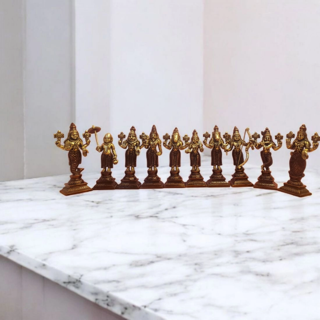 6 INCH (10 pieces set) brass Dashavatar of lord Vishnu, dashavatar Brass Statue , Home Decor Gift, Indian Brass Art, Brass God Vishnu Idols - Image 4