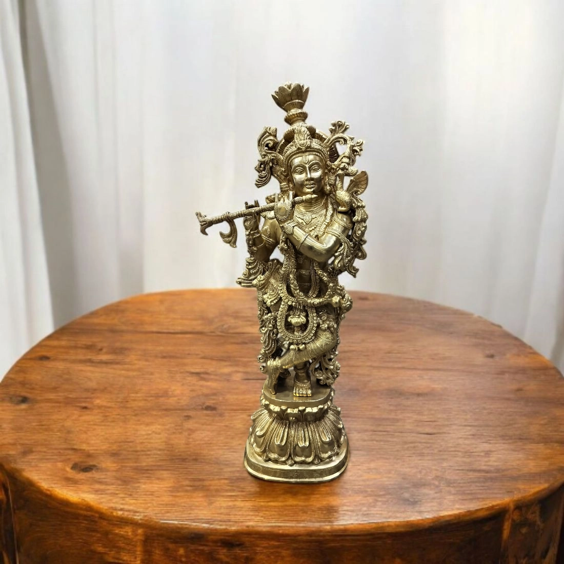 Brass Krishna Statue, krishna brass large idol, brass big Lord krishna statue, krishna statue in brass, Lord krishna brass idol Height 36 Inches