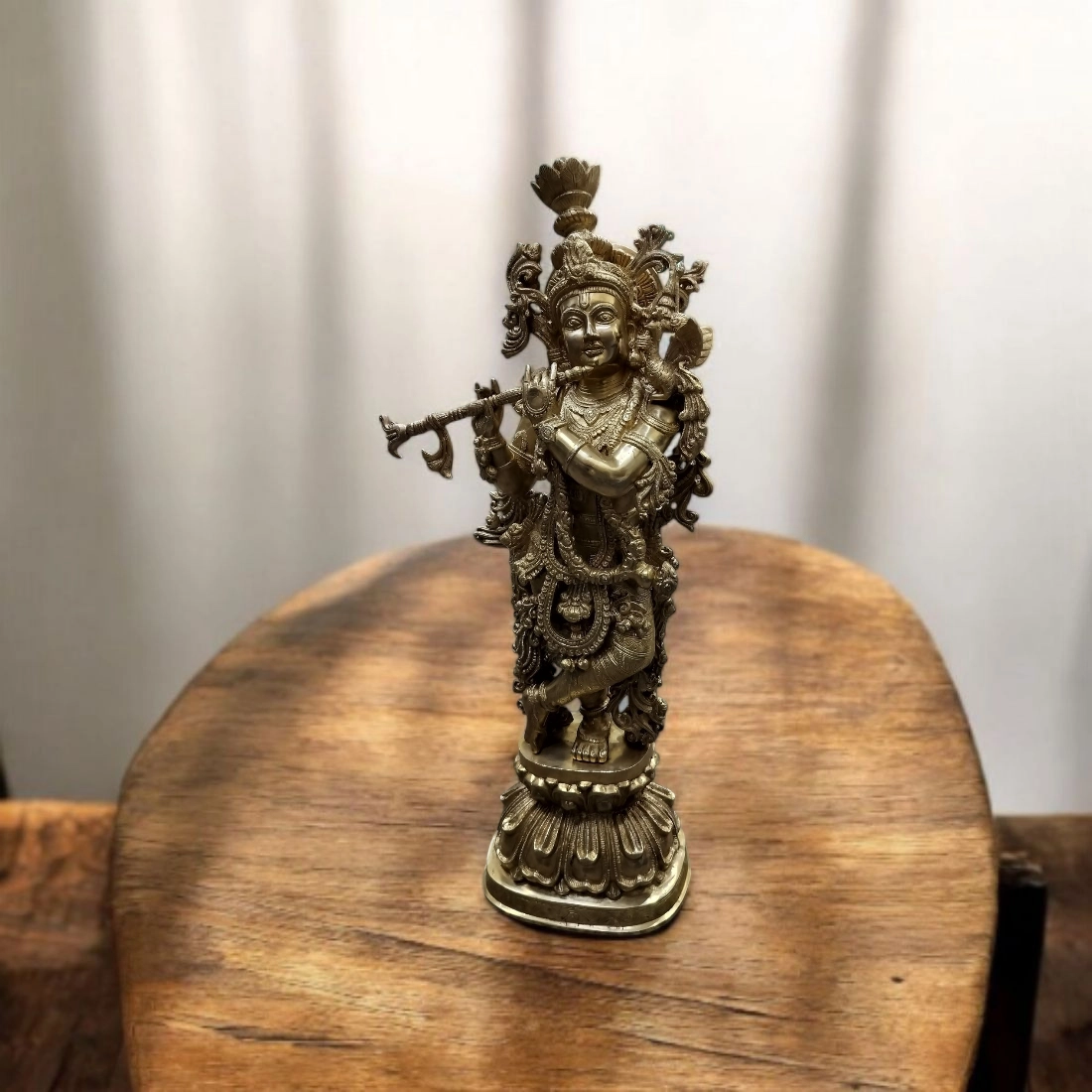 Brass Krishna Statue, krishna brass large idol, brass big Lord krishna statue, krishna statue in brass, Lord krishna brass idol Height 36 Inches - Image 3