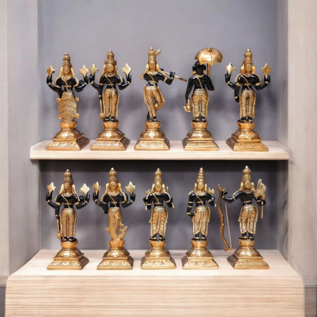 6 INCH (10 pieces set) brass Dashavatar of lord Vishnu, dashavatar Brass Statue , Home Decor Gift, Indian Brass Art, Brass God Vishnu Idols - Image 5