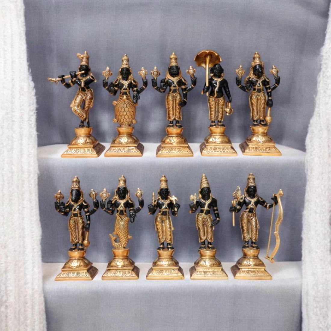 6 INCH (10 pieces set) brass Dashavatar of lord Vishnu, dashavatar Brass Statue , Home Decor Gift, Indian Brass Art, Brass God Vishnu Idols - Image 4