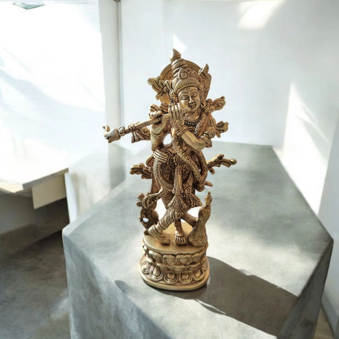 BRASS KRISHNA IDOL HEIGHT 12 INCHES - Image 2