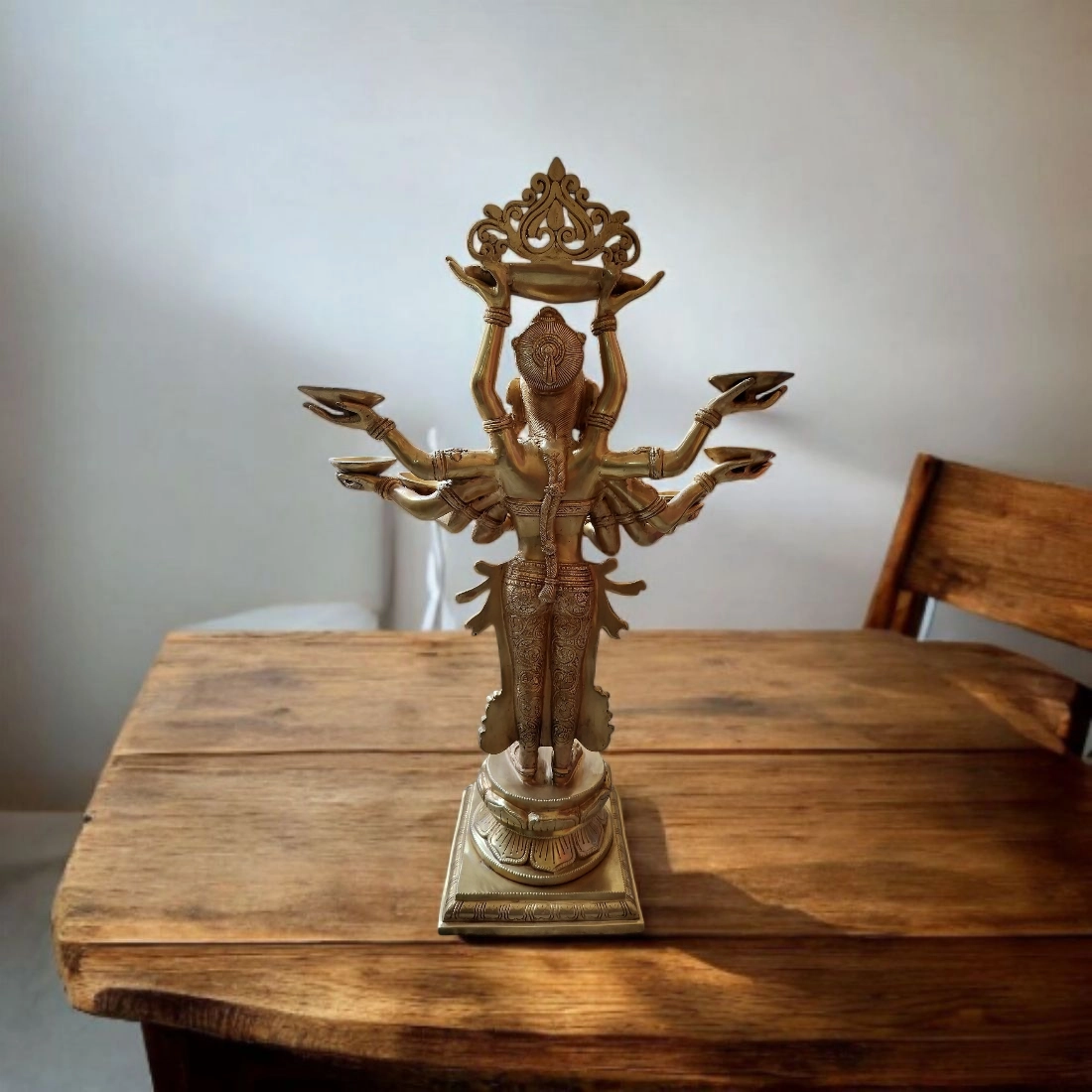 BRASS DEEP LAKSHMI IDOL HEIGHT 28 INCHES - Image 4