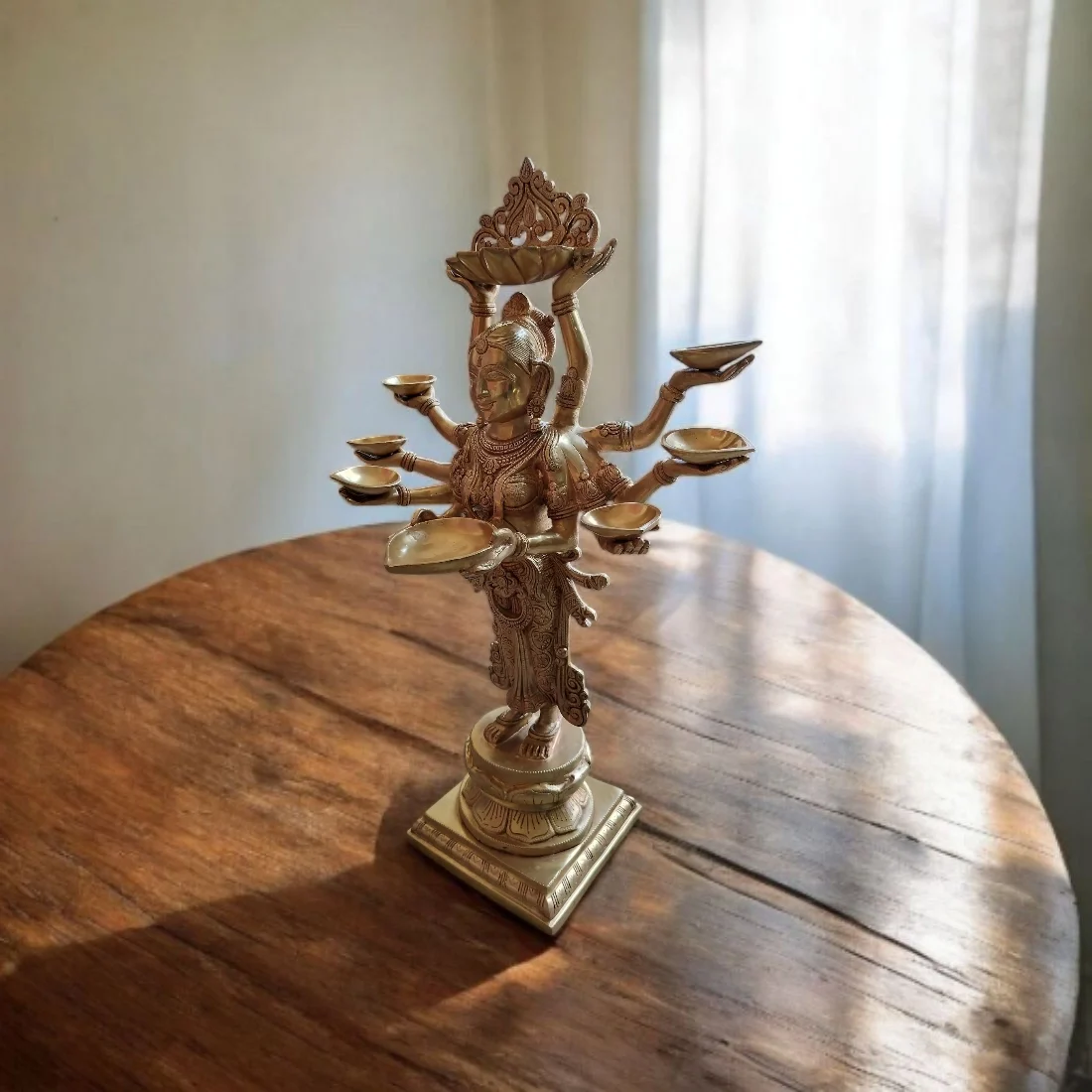 BRASS DEEP LAKSHMI IDOL HEIGHT 28 INCHES - Image 3