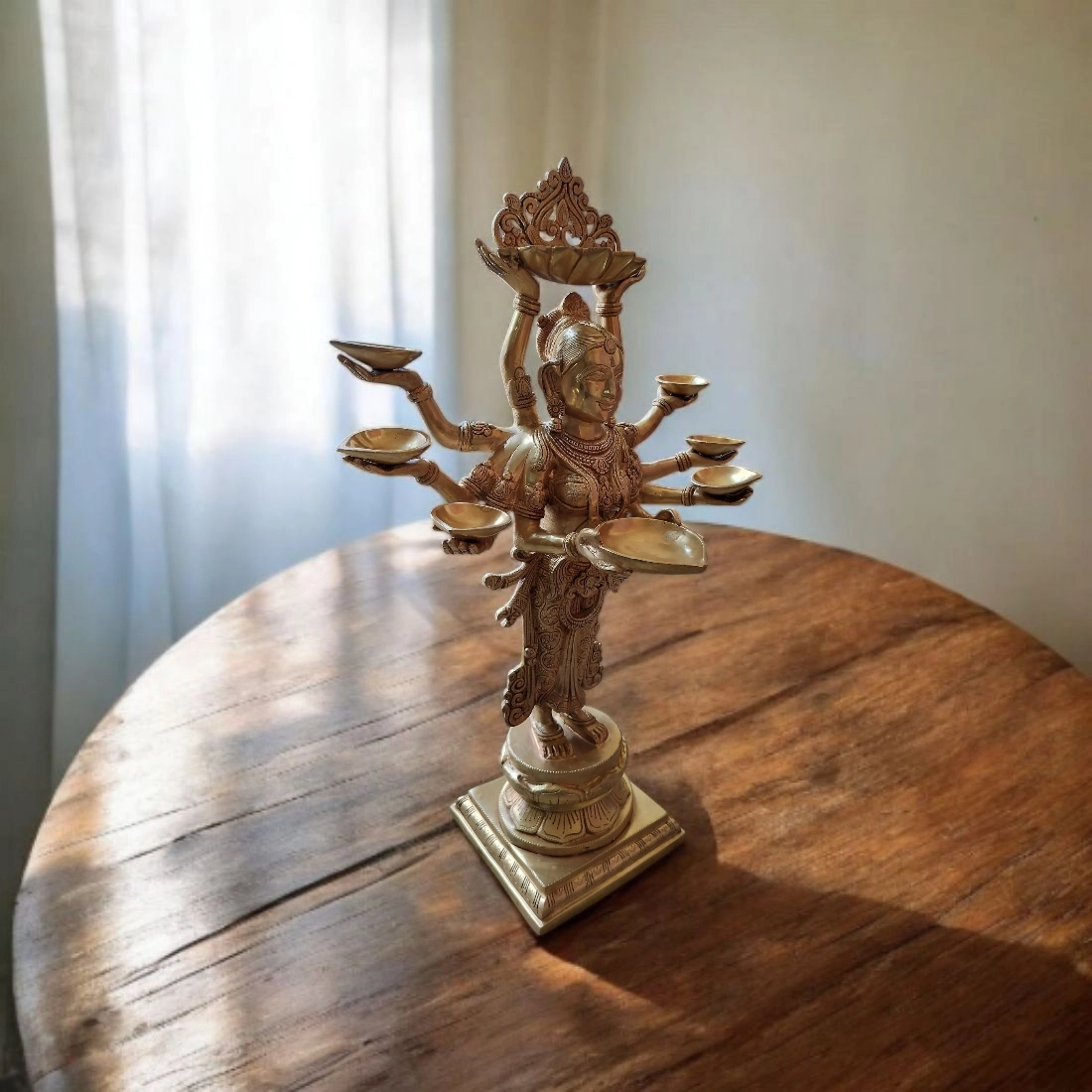 BRASS DEEP LAKSHMI IDOL HEIGHT 28 INCHES - Image 2